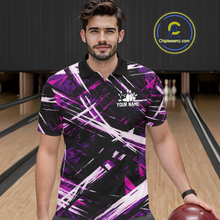 Load image into Gallery viewer, Custom Purple Bowling Shirts for Team Women Men Bowling Polo and 1/4 Zip Shirt MBL228