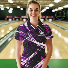 Load image into Gallery viewer, Custom Purple Bowling Shirts for Team Women Men Bowling Polo and 1/4 Zip Shirt MBL228