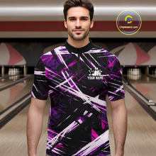 Load image into Gallery viewer, Custom Purple Bowling Shirts for Team Women Men Bowling Polo and 1/4 Zip Shirt MBL228