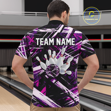 Load image into Gallery viewer, Custom Purple Bowling Shirts for Team Women Men Bowling Polo and 1/4 Zip Shirt MBL228