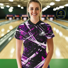 Load image into Gallery viewer, Custom Purple Bowling Shirts for Team Women Men Bowling Polo and 1/4 Zip Shirt MBL228