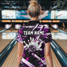 Load image into Gallery viewer, Custom Purple Bowling Shirts for Team Women Men Bowling Polo and 1/4 Zip Shirt MBL228