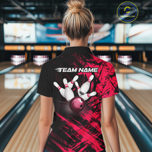 Load image into Gallery viewer, Custom Pink Bowling Shirts for Team Women Men Bowling Polo&amp;1/4 Zip Shirt for Couple MBL233