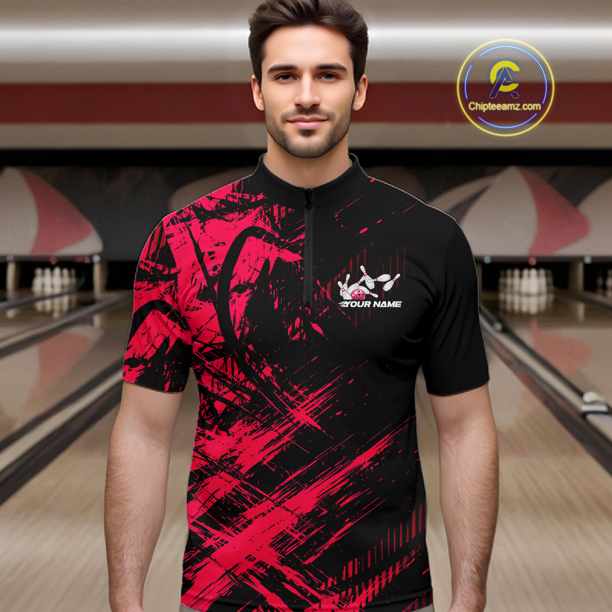 Custom Pink Bowling Shirts for Team Women Men Bowling Polo&1/4 Zip Shirt for Couple MBL233