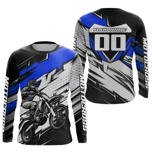 Blue Motocross Jersey for Men Kid Women Dirt Bike Jersey Youth Motorcycle Riding Shirt XM487