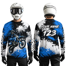 Load image into Gallery viewer, Custom Blue Motocross Jersey for Kid Adult Dirt Bike Shirts Men Women Riding Shirt XM491
