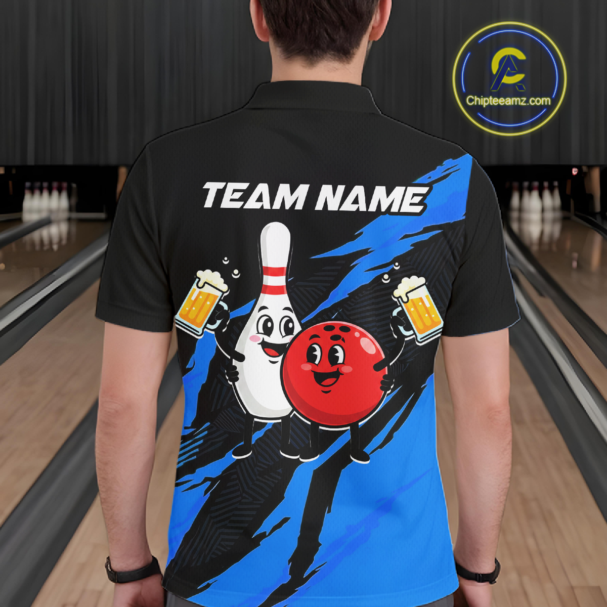 Blue Funny Beer Bowling Shirts Beer Bowling Jersey Team Women Men Bowl League MBL258