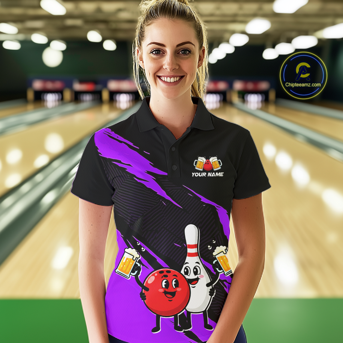Purple Funny Beer Bowling Shirts Beer Bowling Jersey Team Women Men Bowl League MBL258