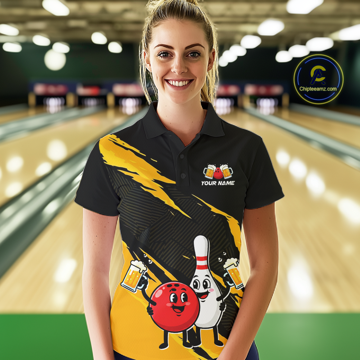 Yellow Funny Beer Bowling Shirts Beer Bowling Jersey Team Women Men Bowl League MBL258