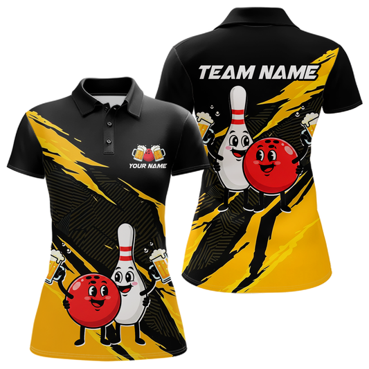 Yellow Funny Beer Bowling Shirts Beer Bowling Jersey Team Women Men Bowl League MBL258