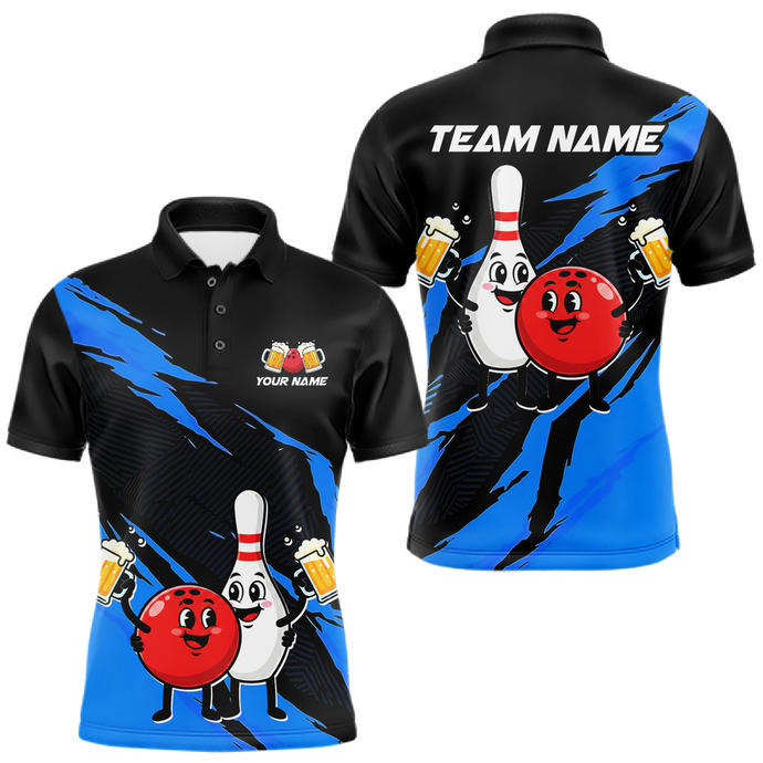 Blue Funny Beer Bowling Shirts Beer Bowling Jersey Team Women Men Bowl League MBL258