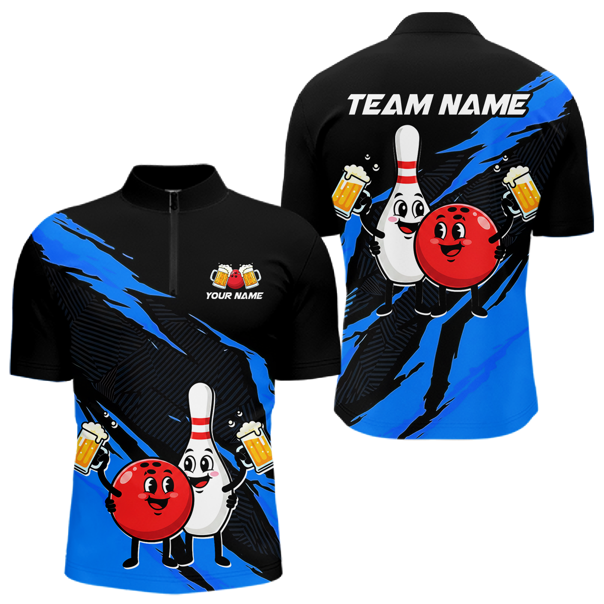 Blue Funny Beer Bowling Shirts Beer Bowling Jersey Team Women Men Bowl League MBL258
