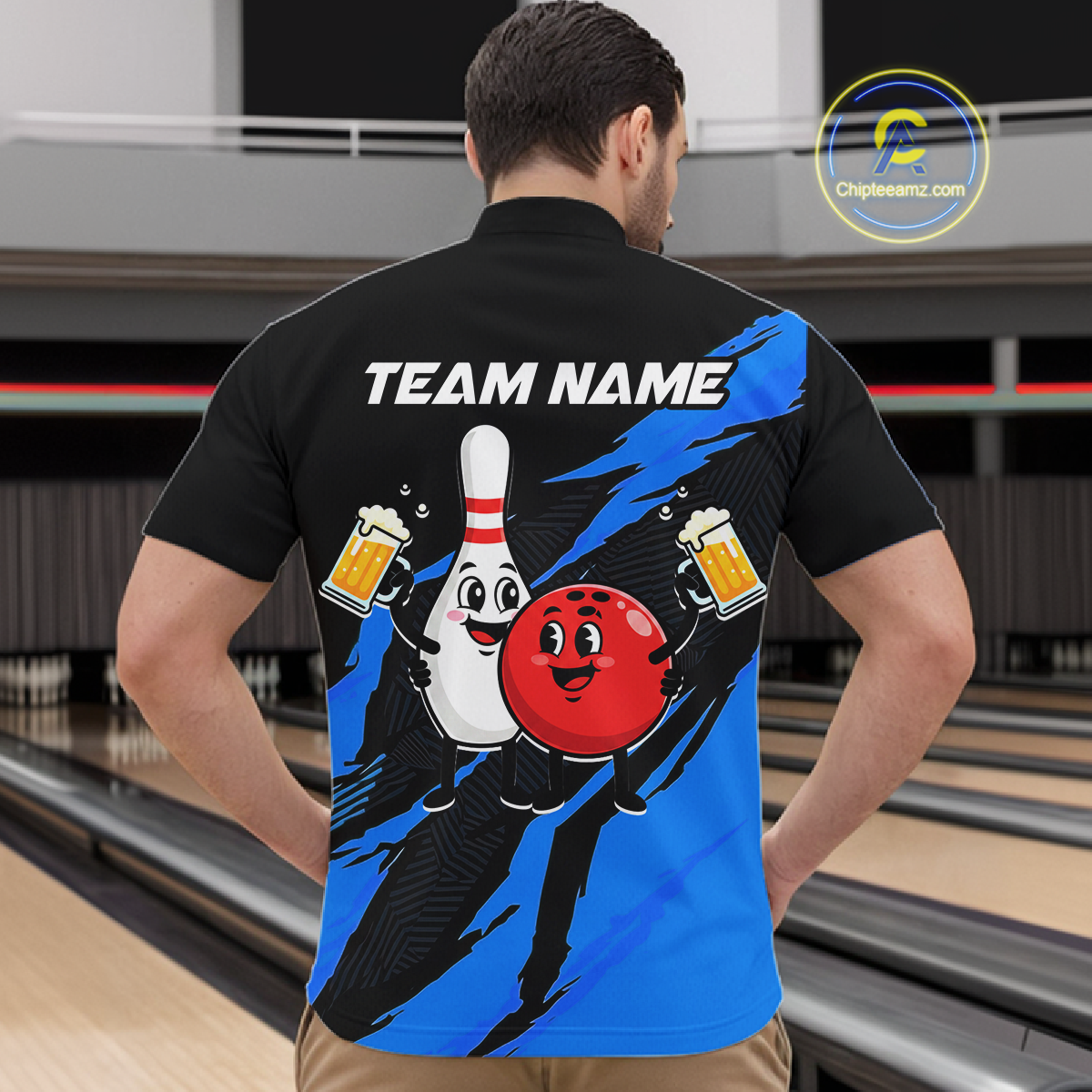 Blue Funny Beer Bowling Shirts Beer Bowling Jersey Team Women Men Bowl League MBL258