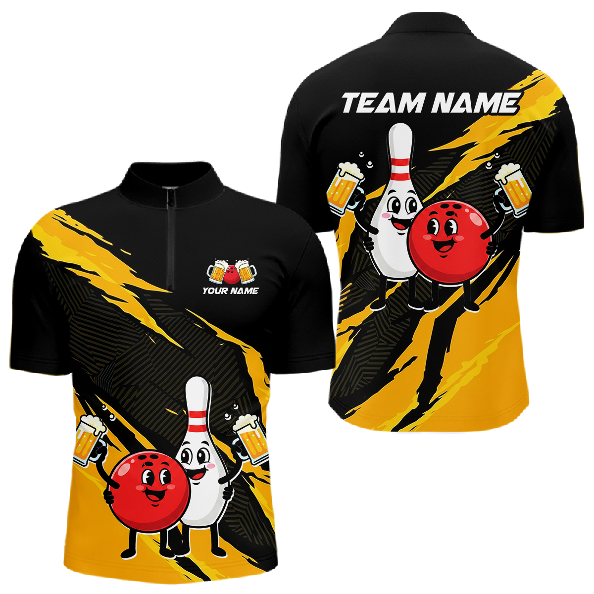 Yellow Funny Beer Bowling Shirts Beer Bowling Jersey Team Women Men Bowl League MBL258