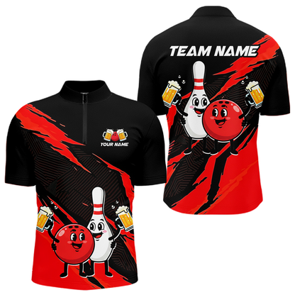Red Funny Beer Bowling Shirts Beer Bowling Jersey Team Women Men Bowl League MBL258