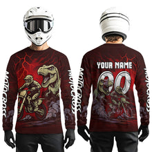 Load image into Gallery viewer, Red Dinosaur Motocross Jersey Dirt Bike Shirts for Men Kid Women Racing Jersey XM414