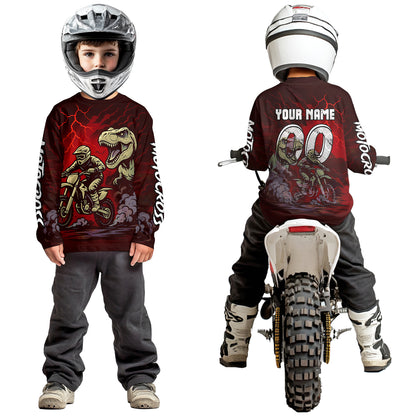 Red Dinosaur Motocross Jersey Dirt Bike Shirts for Men Kid Women Racing Jersey XM414