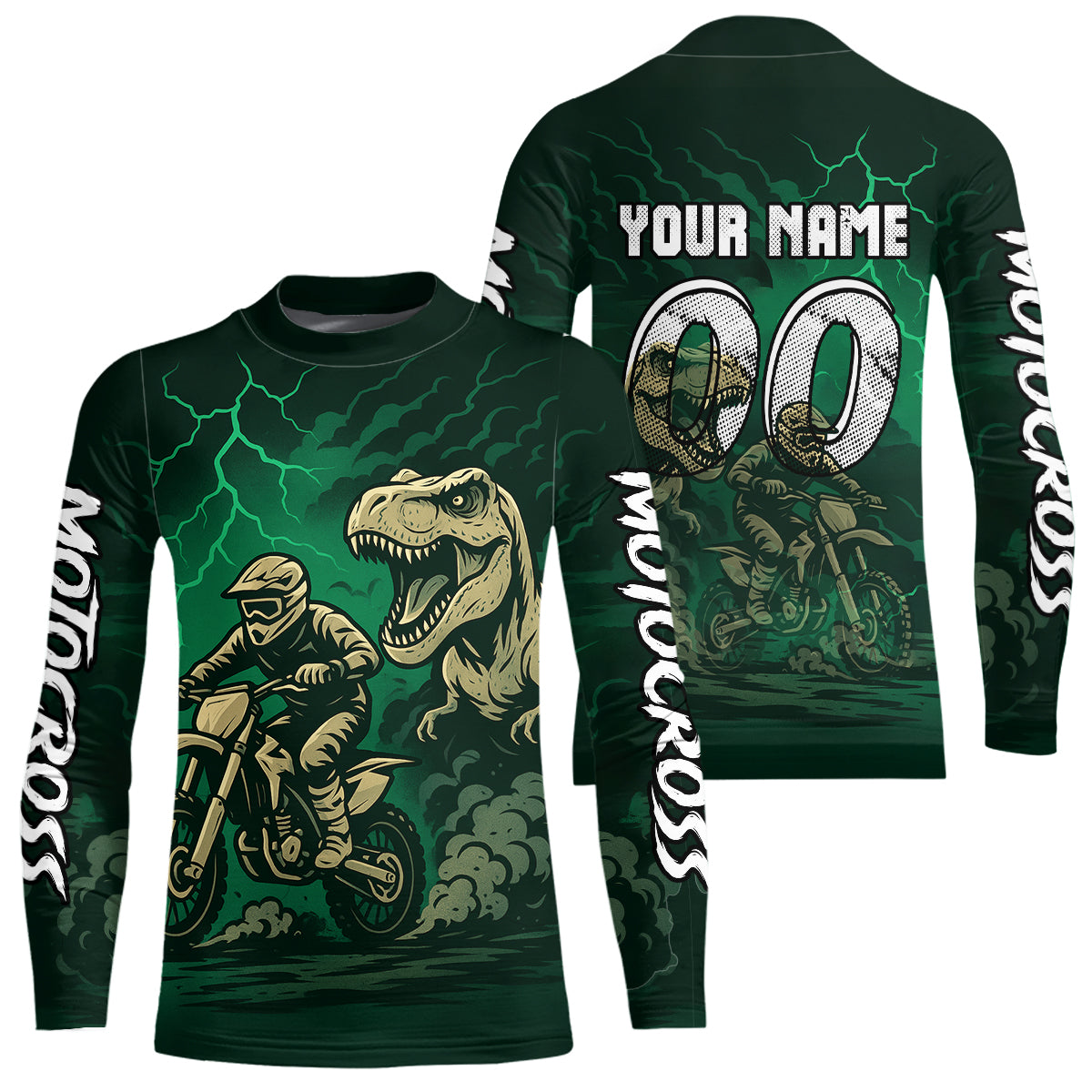 Green Dinosaur Motocross Jersey Dirt Bike Shirts for Men Kid Women Racing Jersey XM414