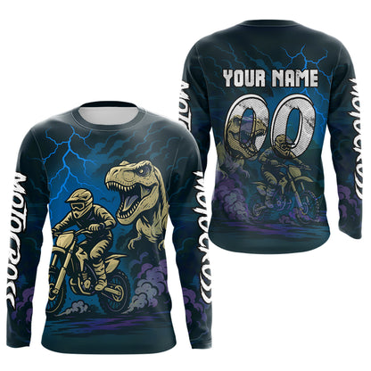 Blue Dinosaur Motocross Jersey Dirt Bike Shirts for Men Kid Women Racing Jersey XM414
