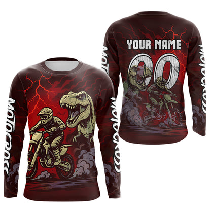 Red Dinosaur Motocross Jersey Dirt Bike Shirts for Men Kid Women Racing Jersey XM414