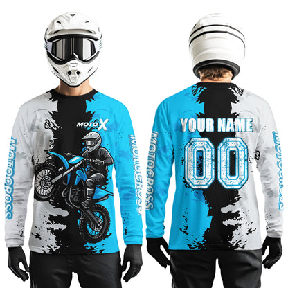 Light Blue Motocross Racing Jersey Custom Dirt Bike Shirts Men Kid Women Jersey XM420