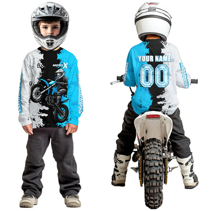 Light Blue Motocross Racing Jersey Custom Dirt Bike Shirts Men Kid Women Jersey XM420