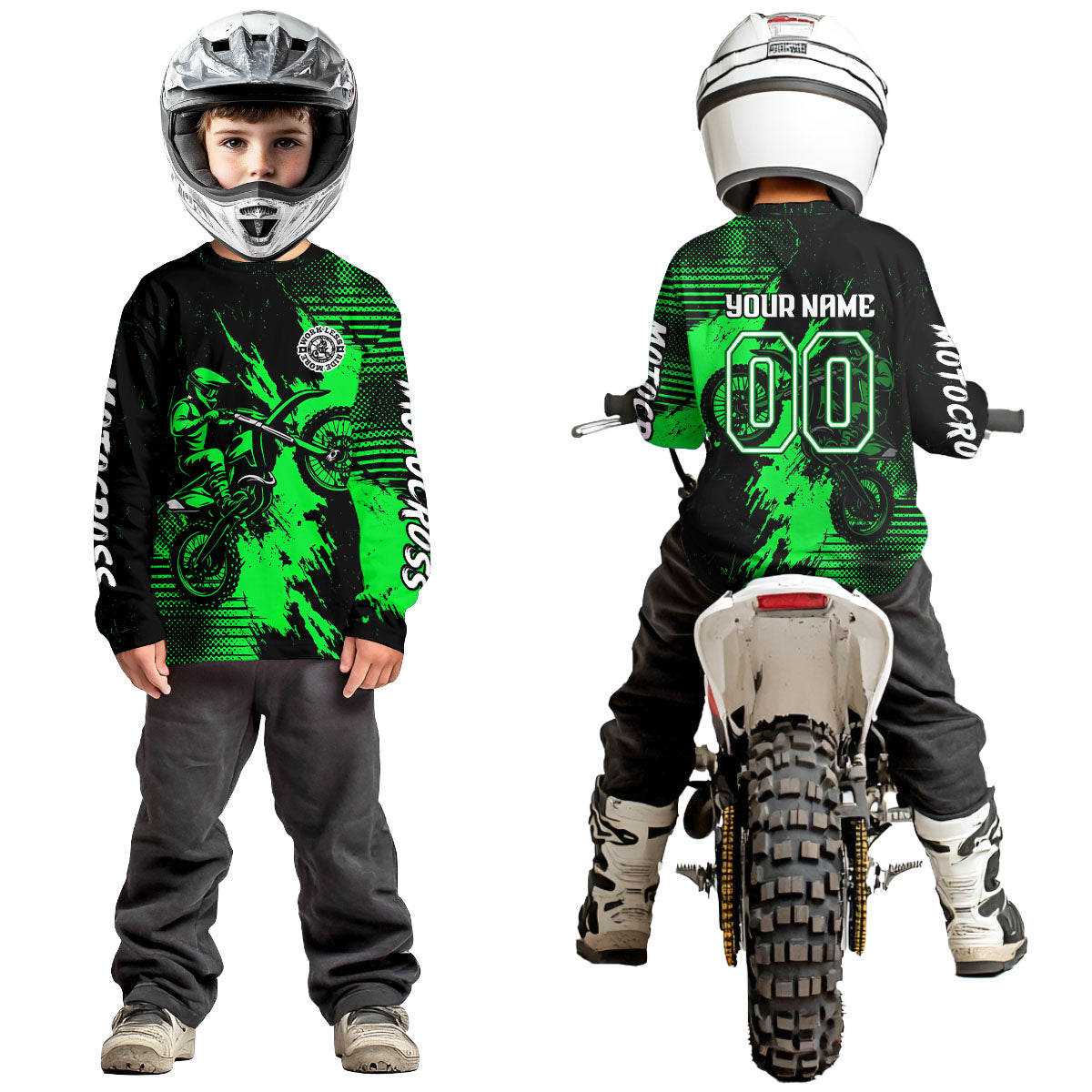 Green Motocross Jersey Custom Dirt Bike Shirts Men Kid Women Motorcycle Jersey XM419