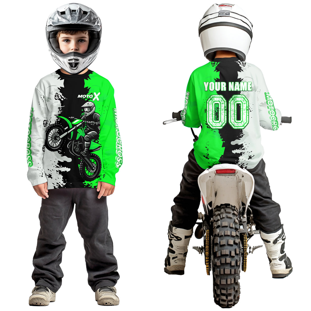 Green Motocross Racing Jersey Custom Dirt Bike Shirts Men Kid Women Jersey XM420