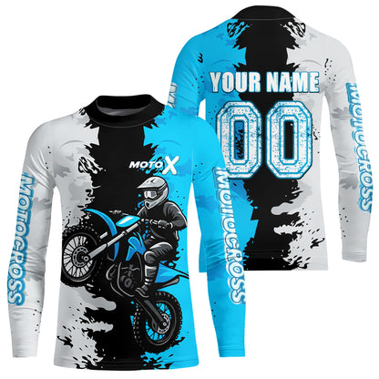 Light Blue Motocross Racing Jersey Custom Dirt Bike Shirts Men Kid Women Jersey XM420