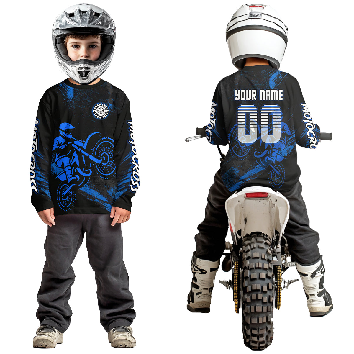 Blue Motocross Jersey for Kid Women Men Custom Dirt Bike Shirts Moto Racing Shirt XM427