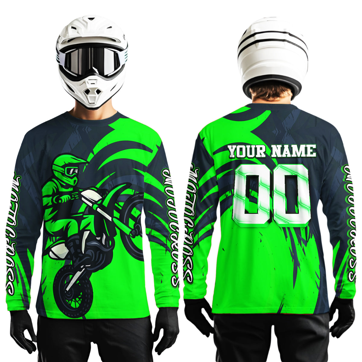 Green Motocross Jersey Custom for Men Women Kid Dirt Bike Shirts Motorcycle Shirt XM436