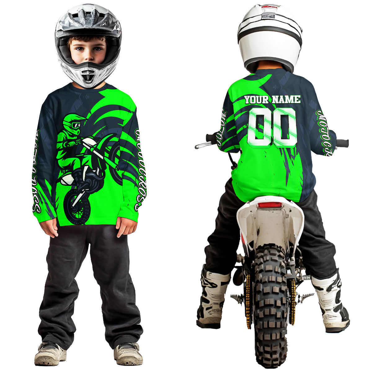 Green Motocross Jersey Custom for Men Women Kid Dirt Bike Shirts Motorcycle Shirt XM436