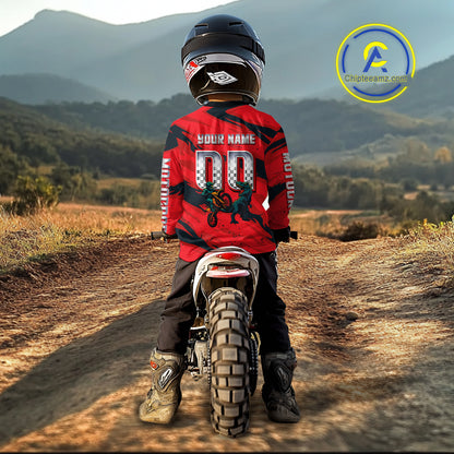 Dinosaur Motocross Jersey Custom Men Women Kid Dirt Bike Shirts Red Motorcycle Shirt XM437