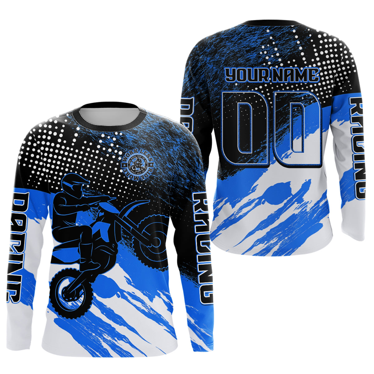 Custom Blue Motocross Racing Jersey for Men Women Kid Dirt Bike Shirts Riding Shirt XM445
