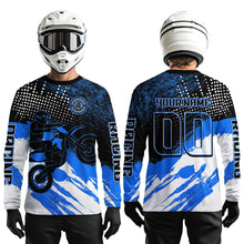 Load image into Gallery viewer, Custom Blue Motocross Racing Jersey for Men Women Kid Dirt Bike Shirts Riding Shirt XM445
