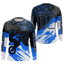 Load image into Gallery viewer, Custom Blue Motocross Racing Jersey for Men Women Kid Dirt Bike Shirts Riding Shirt XM445
