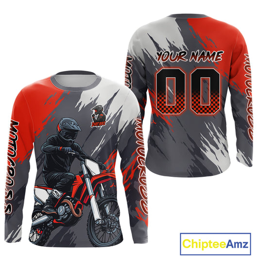 Red and Grey Custom Motocross Jersey Men Women Kid Dirt Bike Shirts Motorcycle Shirt XM459