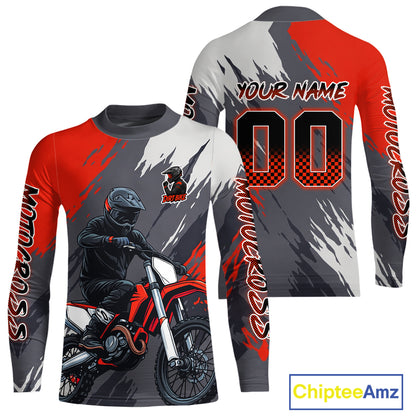 Red and Grey Custom Motocross Jersey Men Women Kid Dirt Bike Shirts Motorcycle Shirt XM459
