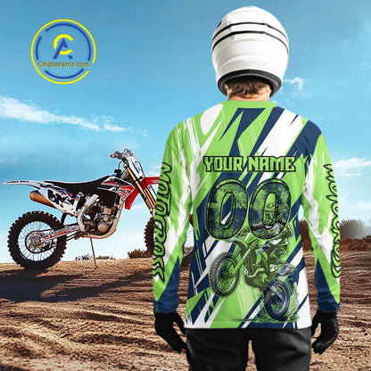 Green Motocross Jersey for Men Women Kid Dirt Bike Shirts Custom Off road Riding Shirt XM466