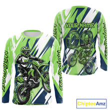Load image into Gallery viewer, Green Motocross Jersey for Men Women Kid Dirt Bike Shirts Custom Off road Riding Shirt XM466