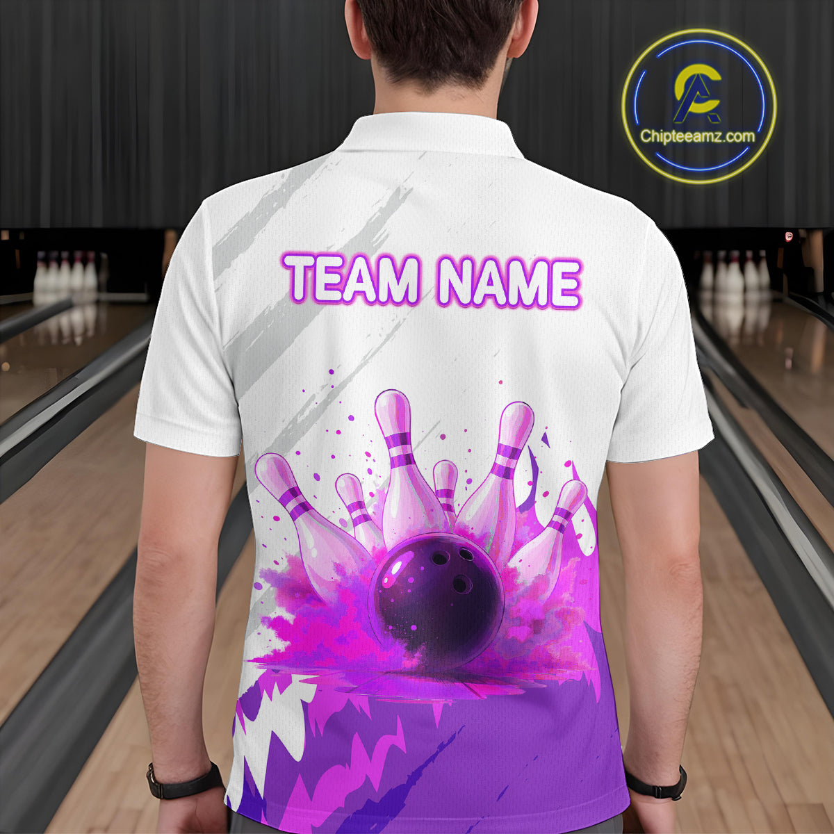 Watercolor Purple Bowling Shirts for Women Men Custom Bowling Jerseys for Team MBL218