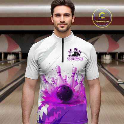 Watercolor Purple Bowling Shirts for Women Men Custom Bowling Jerseys for Team MBL218