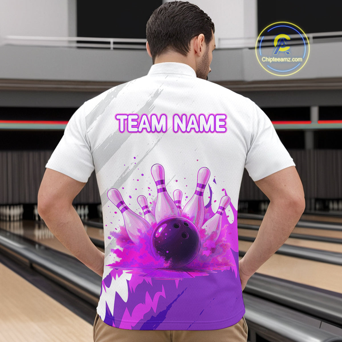 Watercolor Purple Bowling Shirts for Women Men Custom Bowling Jerseys for Team MBL218