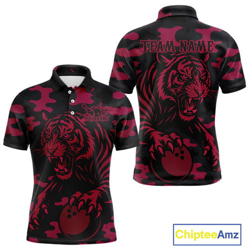 Camo Pink Tiger Bowling Shirts for Team Women Men Custom Bowling Polo & 1/4 Zip Shirt MBL186