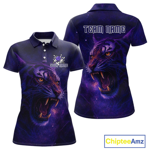 Purple Tiger Bowling Shirts for Team Men Women Custom Bowling Jersey Polo & 1/4 Zip Shirt MBL189