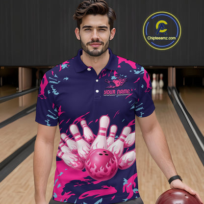 Purple Custom Bowling Shirts for Team Women Men Bowling Jersey Polo&1/4 Zip Shirt MBL225