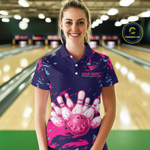 Load image into Gallery viewer, Purple Custom Bowling Shirts for Team Women Men Bowling Jersey Polo&amp;1/4 Zip Shirt MBL225