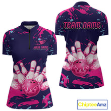 Load image into Gallery viewer, Purple Custom Bowling Shirts for Team Women Men Bowling Jersey Polo&amp;1/4 Zip Shirt MBL225