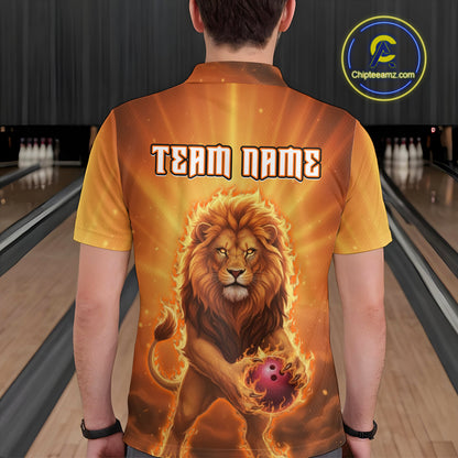 Lion Bowling Shirts for Team Women Men Custom Bowling Jersey Bowl Polo&1/4 Zip MBL236
