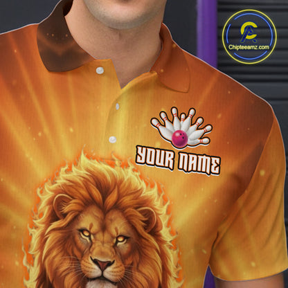 Lion Bowling Shirts for Team Women Men Custom Bowling Jersey Bowl Polo&1/4 Zip MBL236